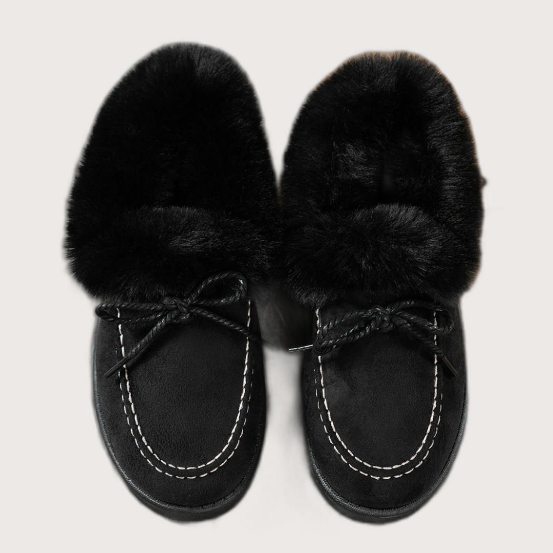 Suede Lace-Bow Snow Shoes