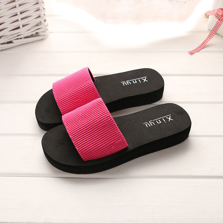 A new explosion of anti-skid cloth soled ladies summer FLIP FLOPS SANDALS are angle muffin candy color slippers