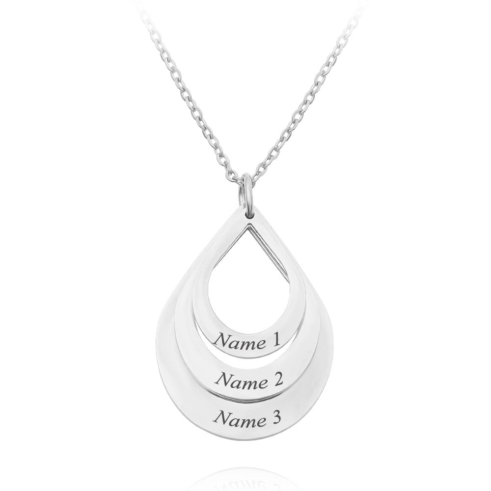 Personalized 3 Names Droplet Necklace