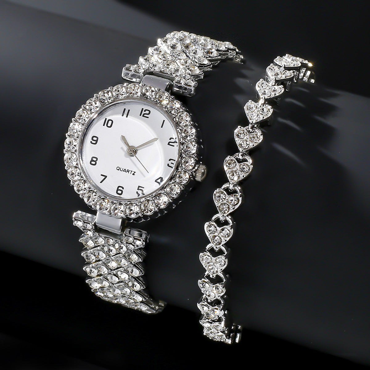 Silver watch and matching bracelet set