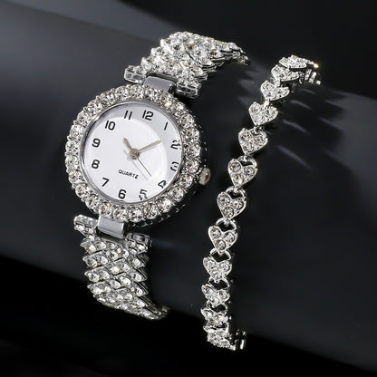 Silver watch and matching bracelet set