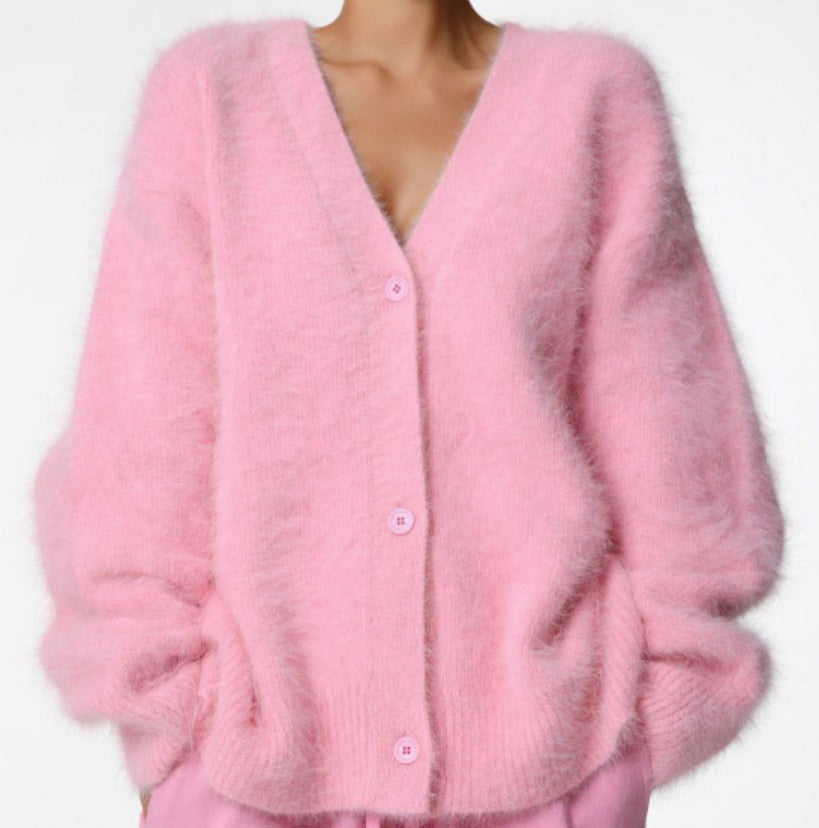 Knit cardigan in pink