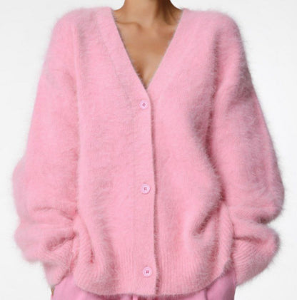Knit cardigan in pink