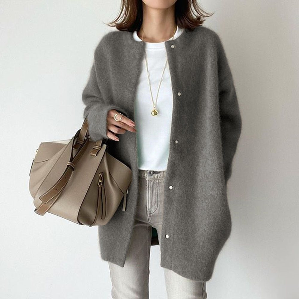 Dark gray oversized knit cardigan