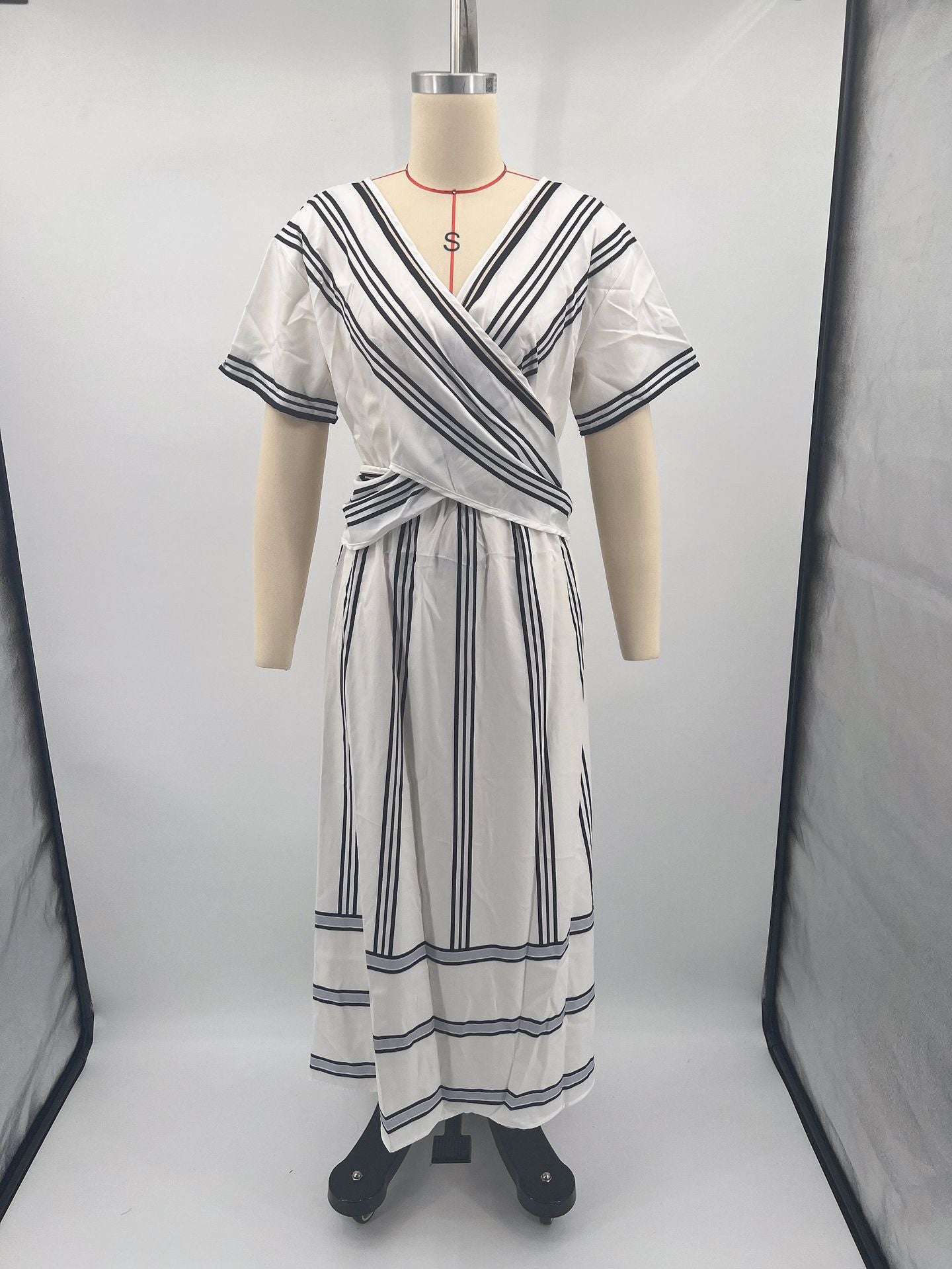 Black striped boho beach maxi dress