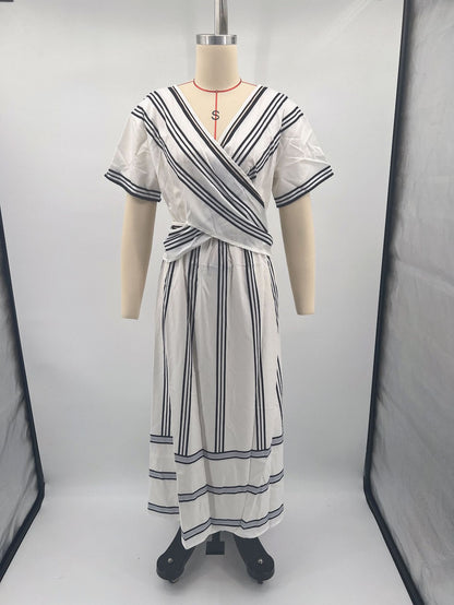 Black striped boho beach maxi dress