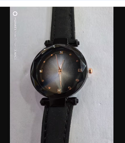 Black starry dial watch