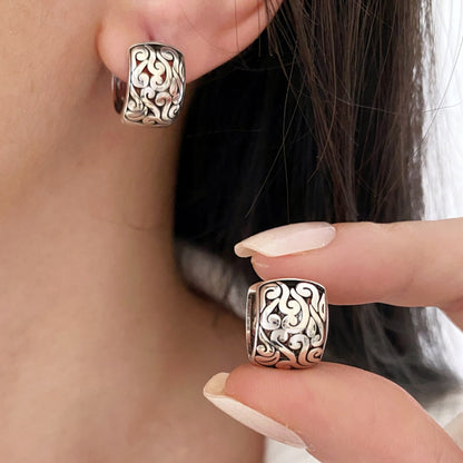 Cloud Motif Drop Earrings in silver tone