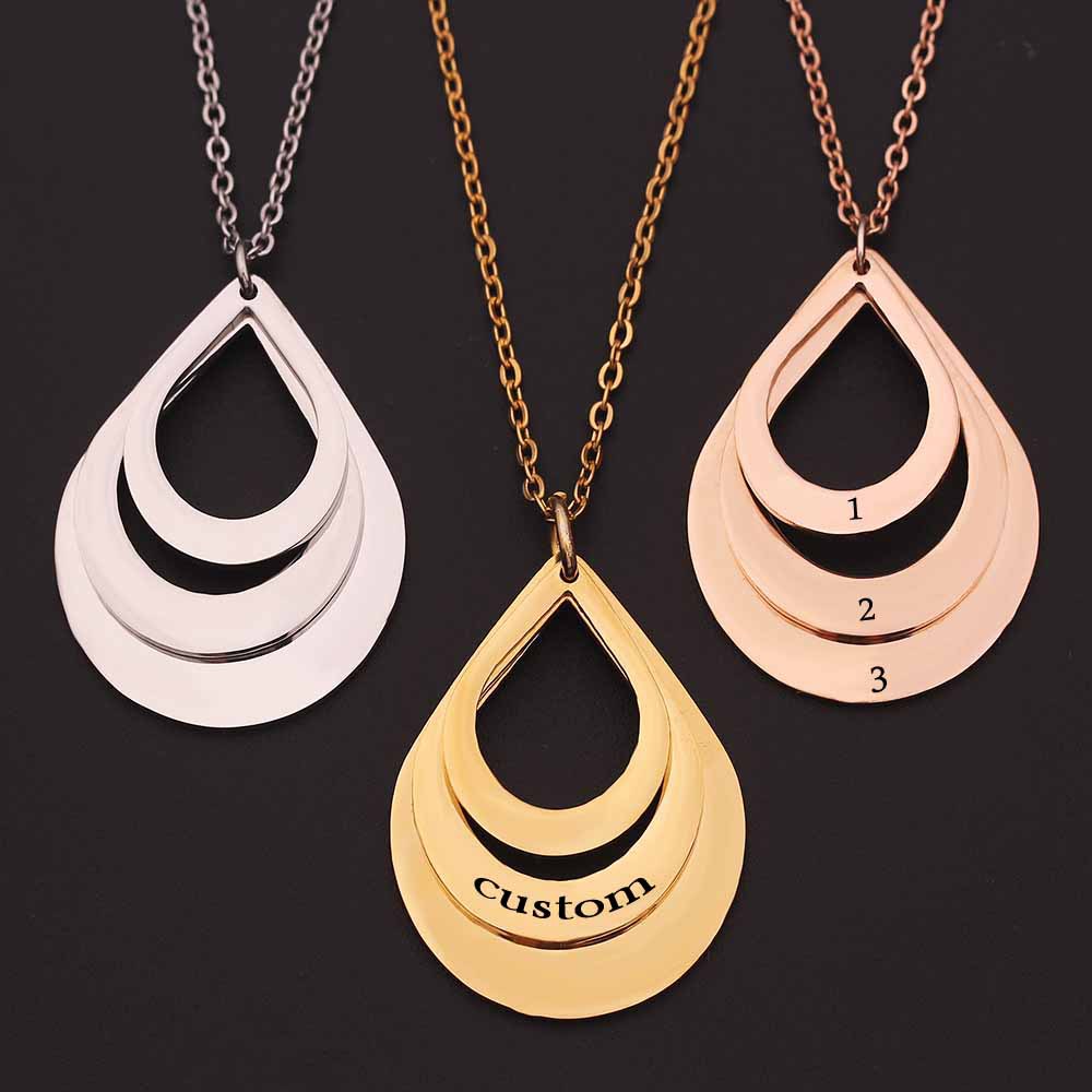 Personalized 3 Names Droplet Necklace