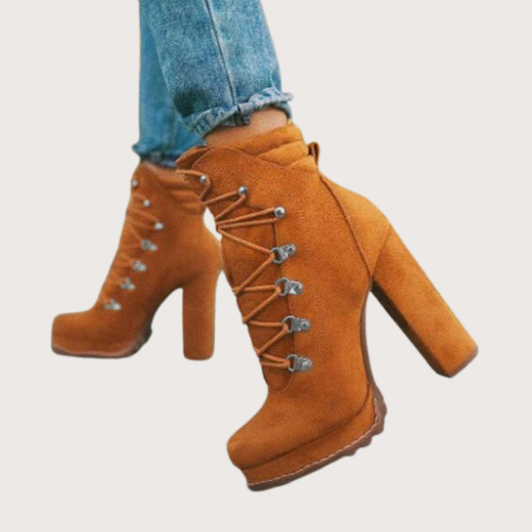 Heeled Lace-Up Martin Boots