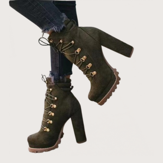 Heeled Lace-Up Martin Boots