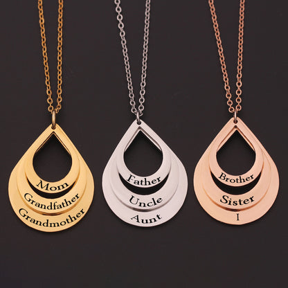 Personalized 3 Names Droplet Necklace