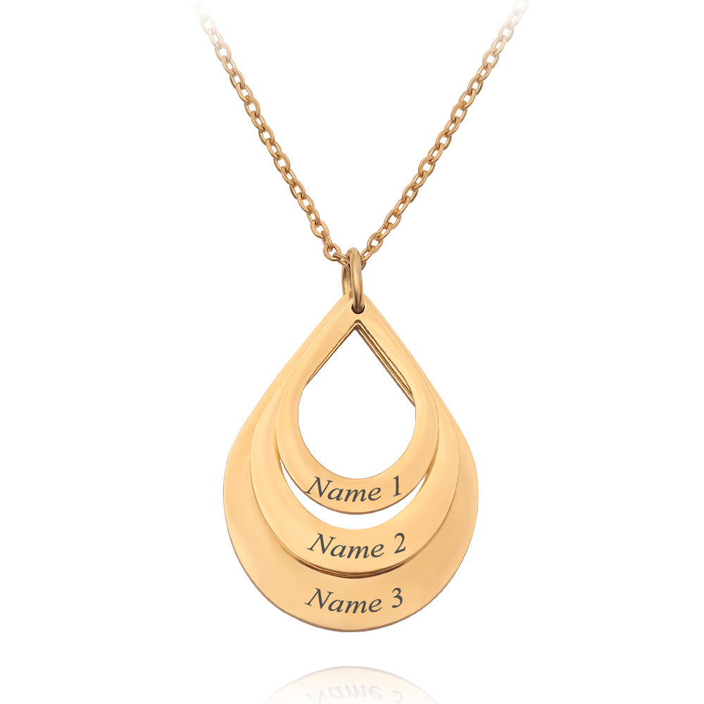 Personalized 3 Names Droplet Necklace