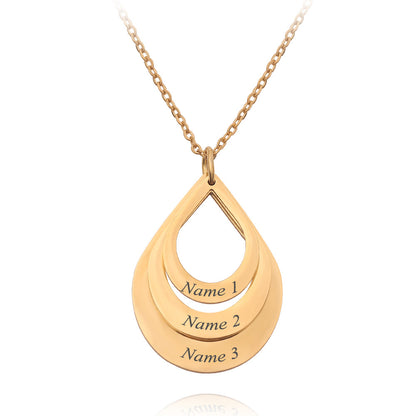 Personalized 3 Names Droplet Necklace