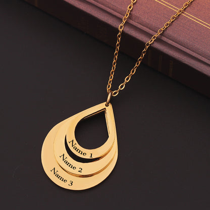 Personalized 3 Names Droplet Necklace