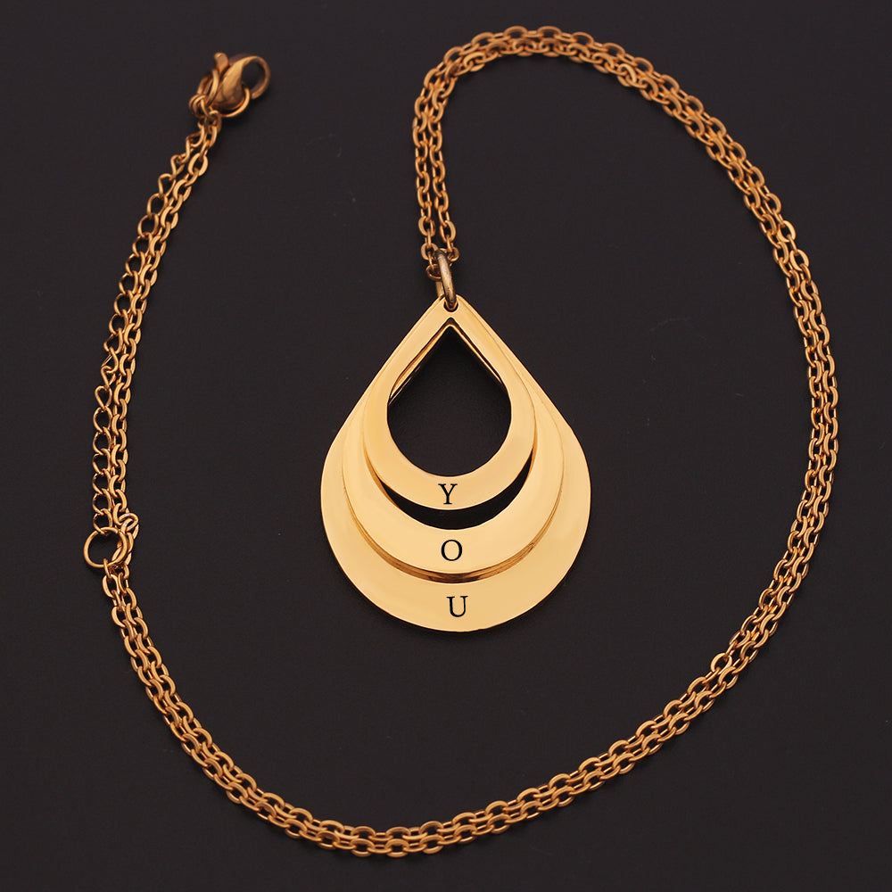 Personalized 3 Names Droplet Necklace