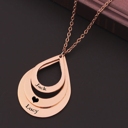Personalized 3 Names Droplet Necklace