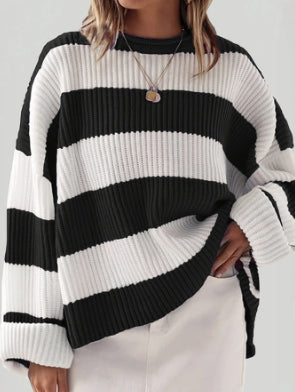 Striped sweater in black