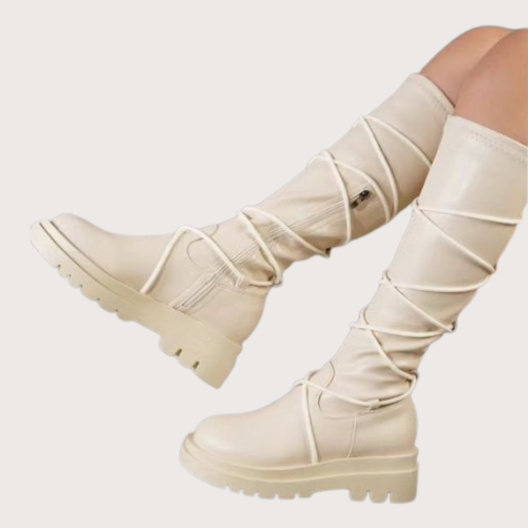 Lace-Up Platform Long Boots