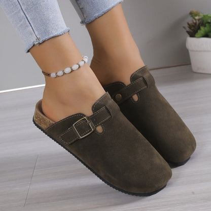 Army green Roman strap slides
