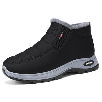 Fleece-Lined Slip-On Winter Snow Boots for Women - Black