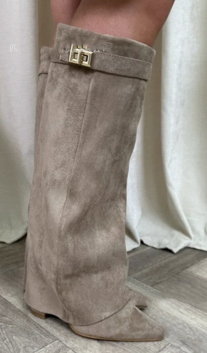 Boots styled with a dress