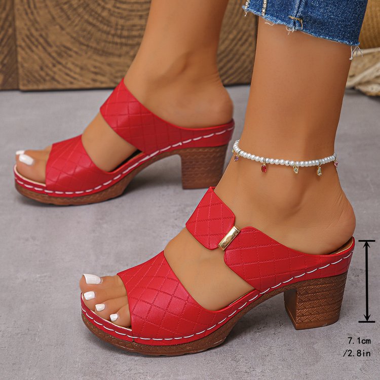 Wide slip-on strap and open round toe