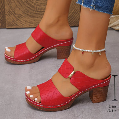 Wide slip-on strap and open round toe