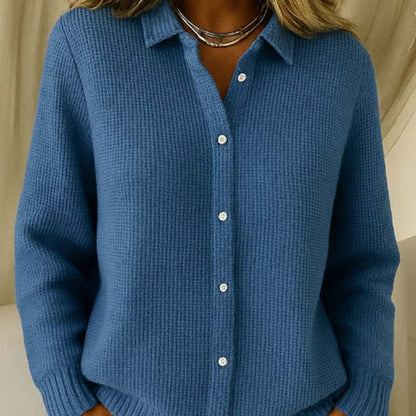 Women Button Knitted Lapel Sweater