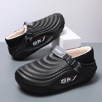 Men's Thick-Sole Fleece-Lined Winter Slippers