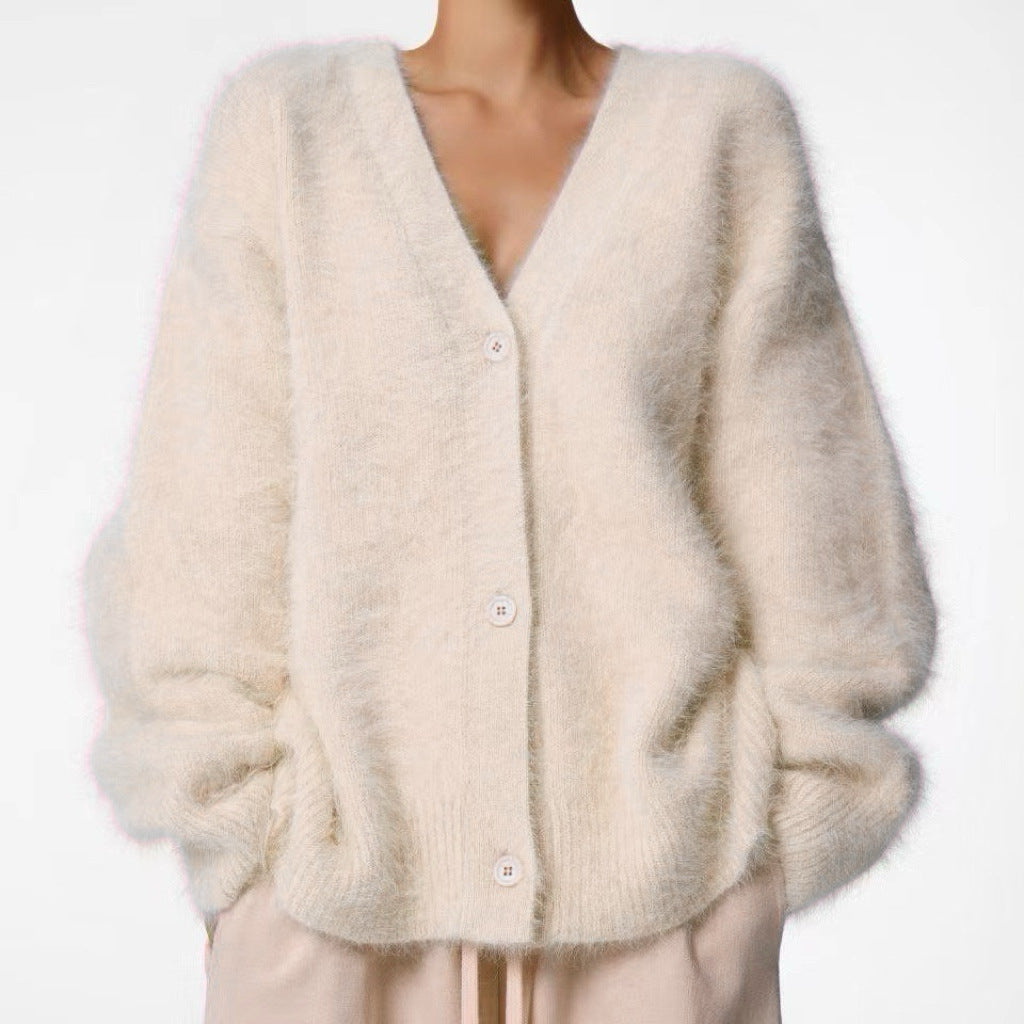 Knit cardigan in apricot