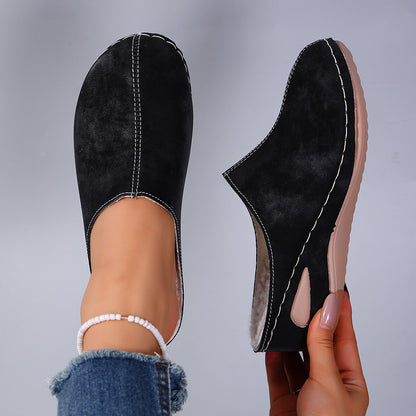 Cozy Fleece-Lined Wedge Slippers for Women