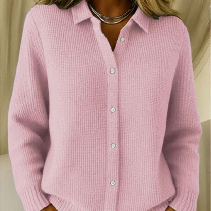 Women Button Knitted Lapel Sweater