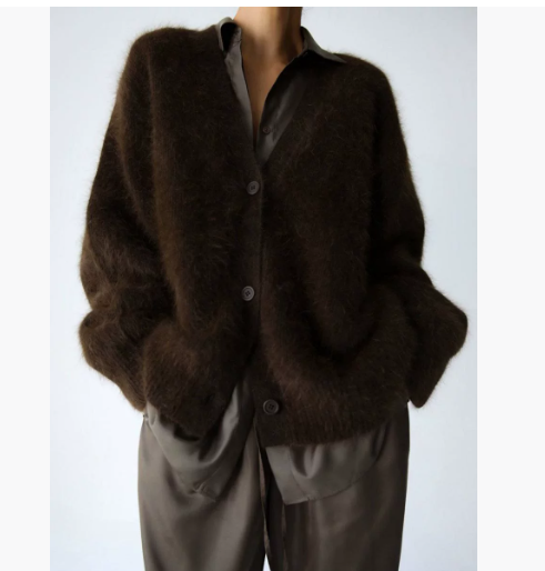 Knit cardigan in brown