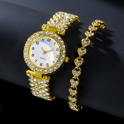 Gold watch and matching bracelet set