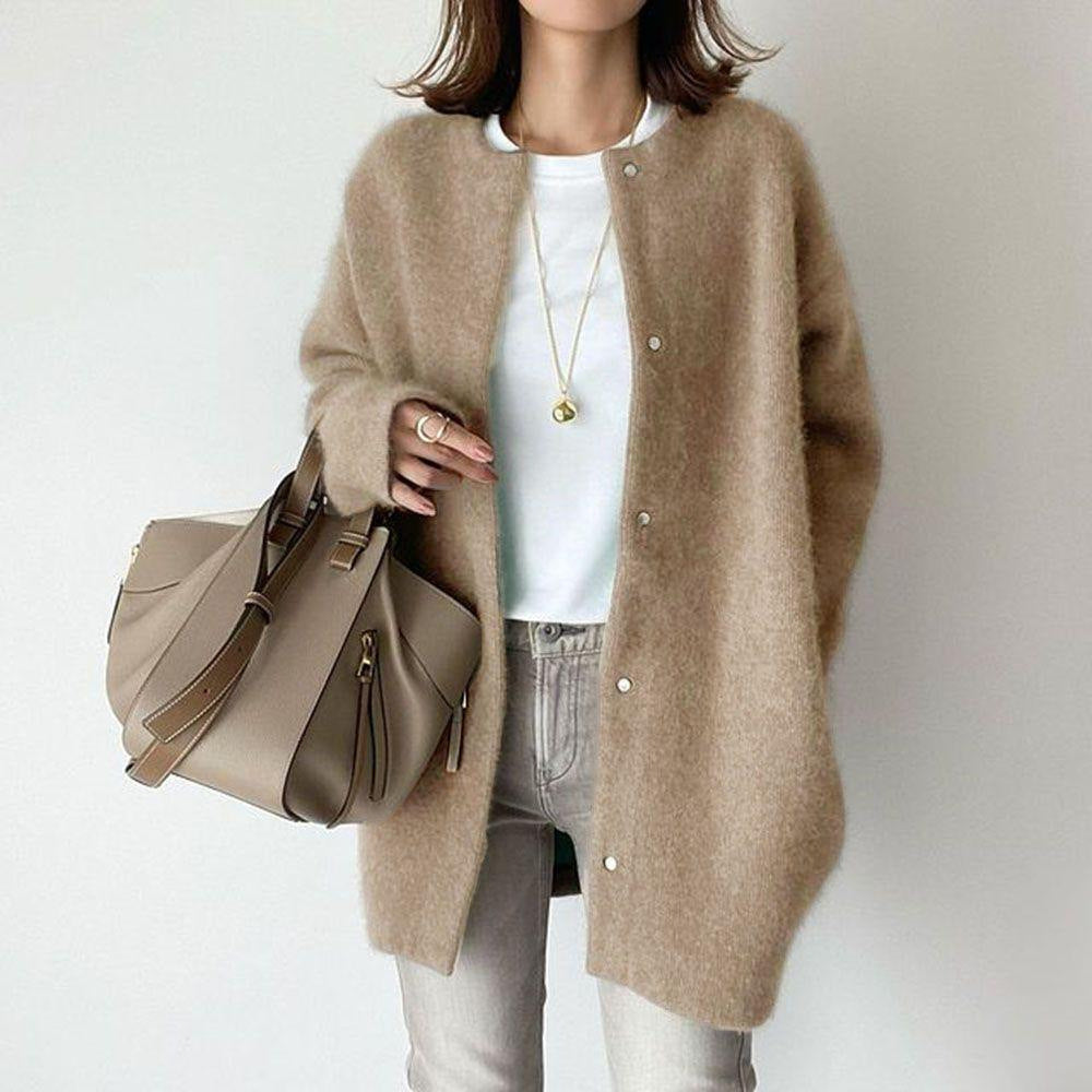 Cardigan shown open over a simple top