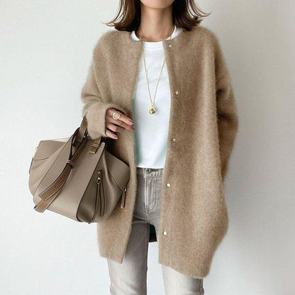 Cardigan shown open over a simple top