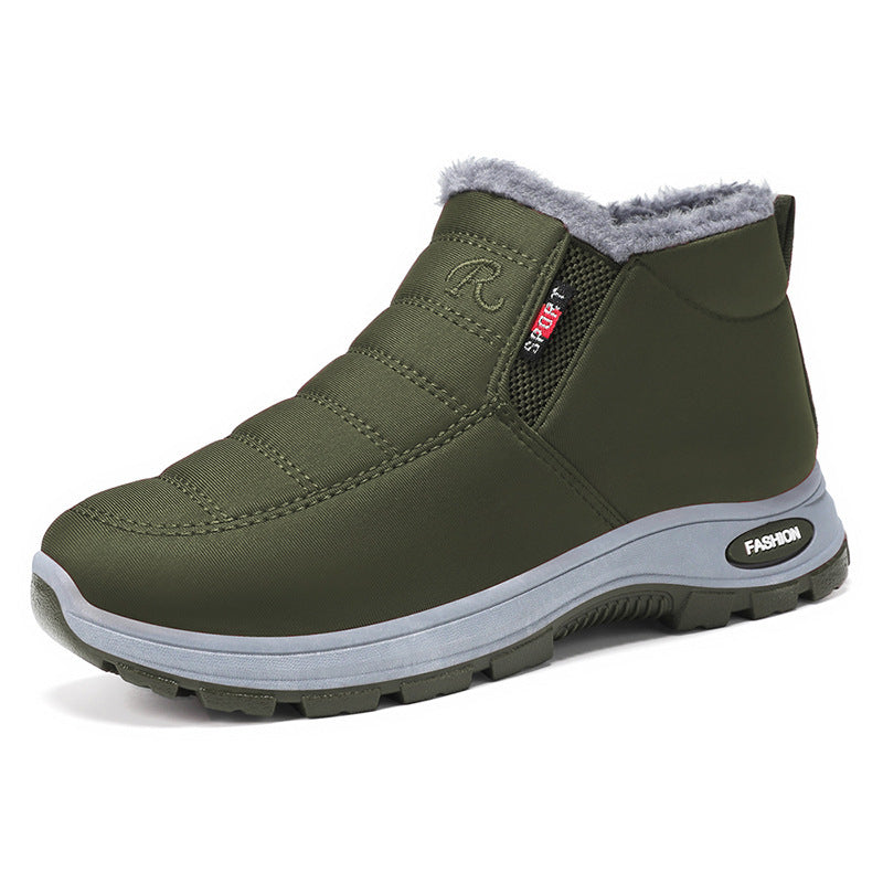 Fleece-Lined Slip-On Winter Snow Boots for Women - Green