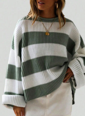 Striped sweater in green