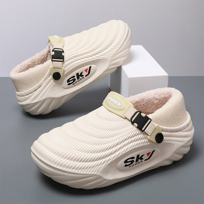 Men's Thick-Sole Fleece-Lined Winter Slippers