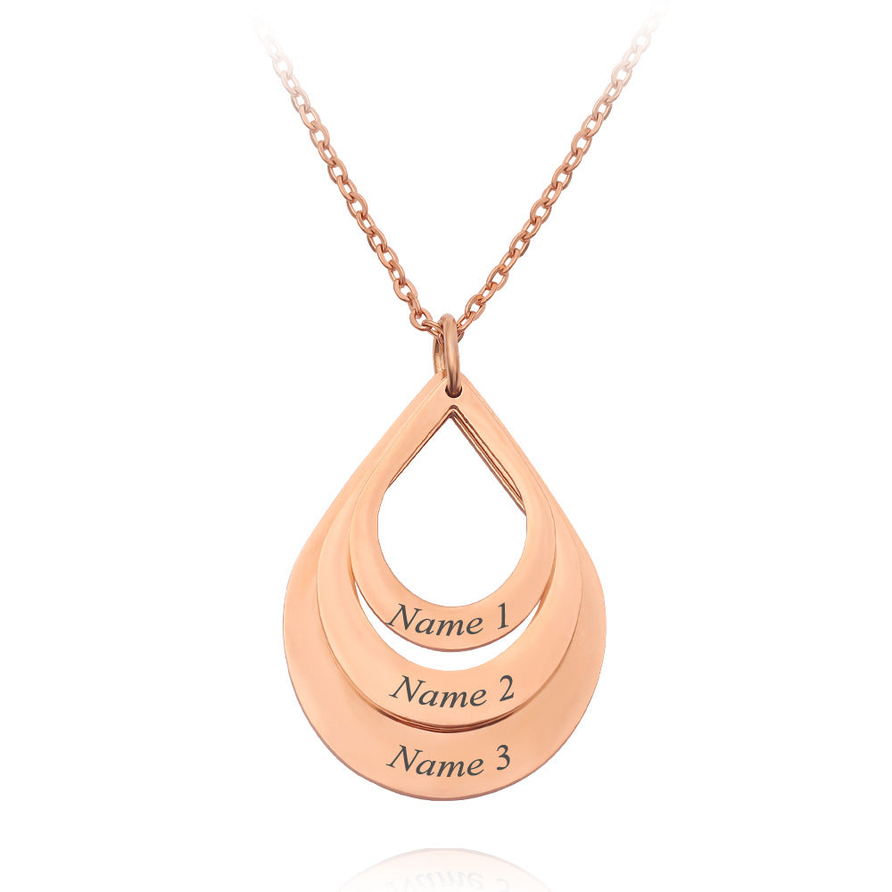 Personalized 3 Names Droplet Necklace