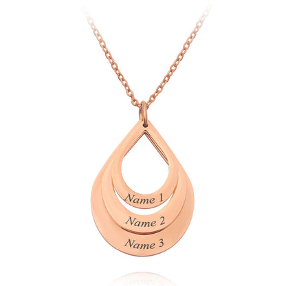 Personalized 3 Names Droplet Necklace