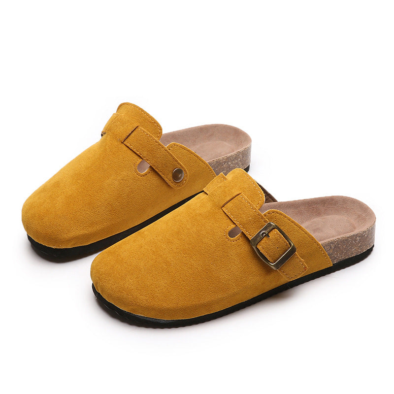Side view showing the strap detail and low sole