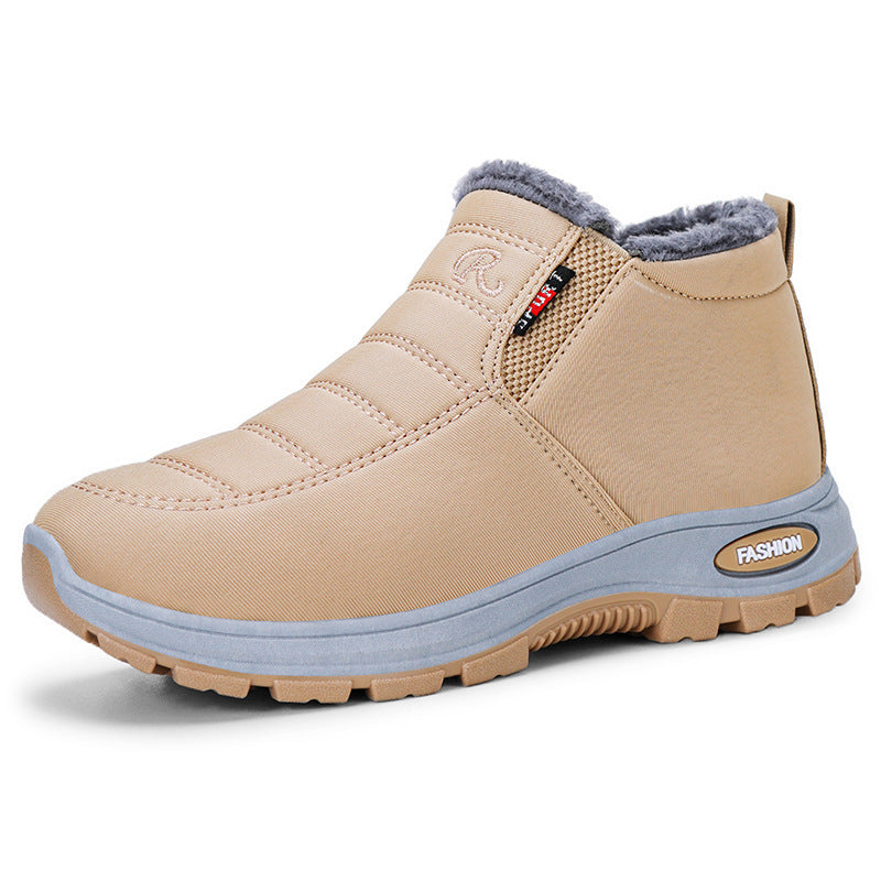 Fleece-Lined Slip-On Winter Snow Boots for Women - Coffee