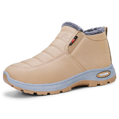Fleece-Lined Slip-On Winter Snow Boots for Women - Coffee