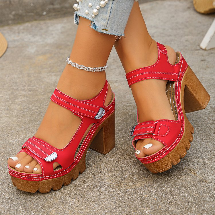 Red platform heel sandals
