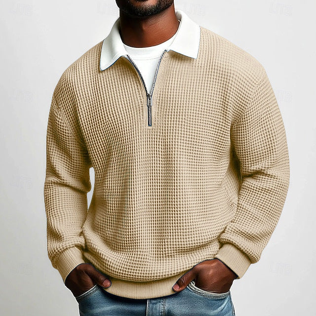 Waffle Quarter-Zip Sweater