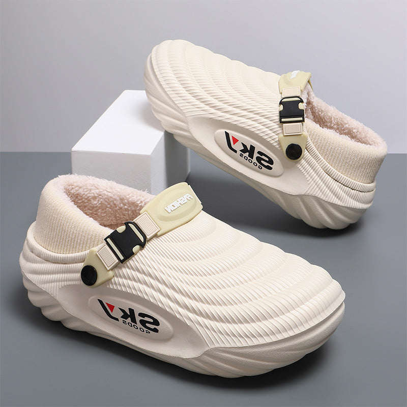 Men's Thick-Sole Fleece-Lined Winter Slippers