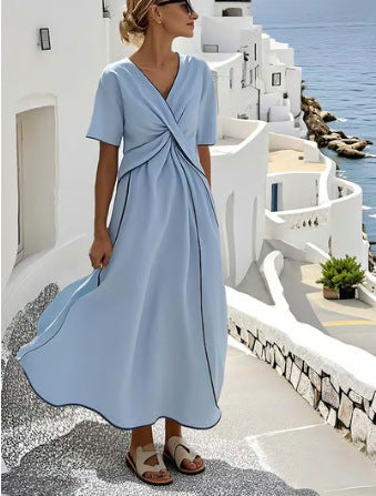 Lake blue boho beach maxi dress