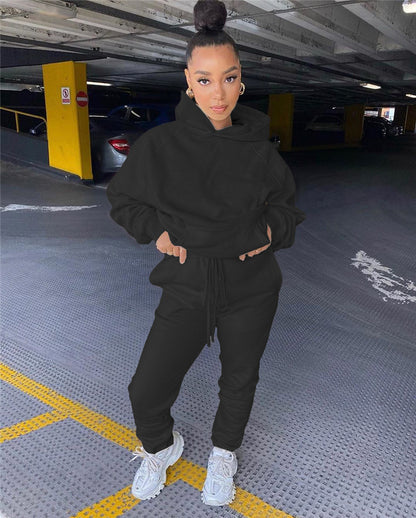 Hoodie and pants lounge set in black